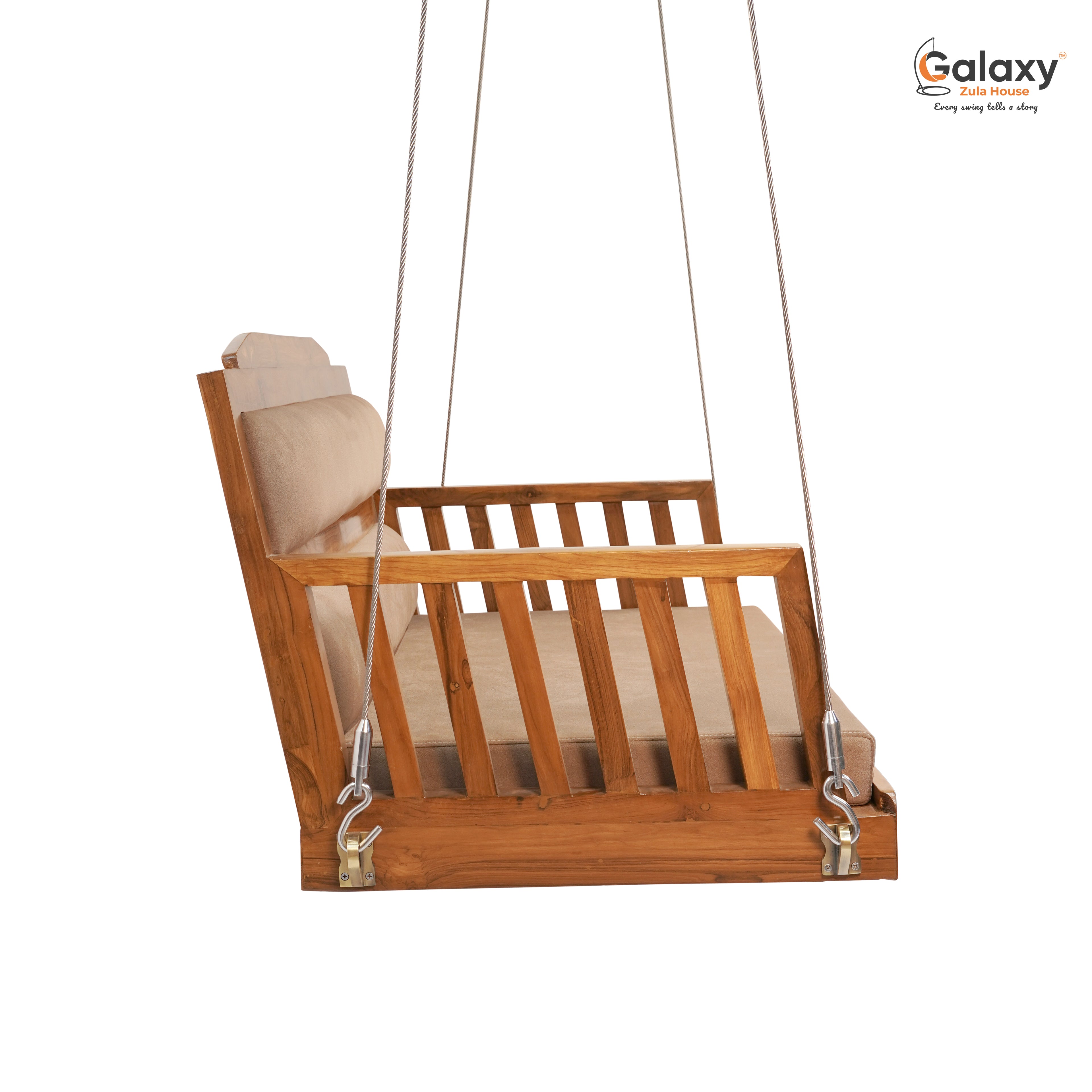 Wooden Two Patti Cushion Swing