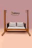 Swing with stand for home with wooden seat and stainless steel frame