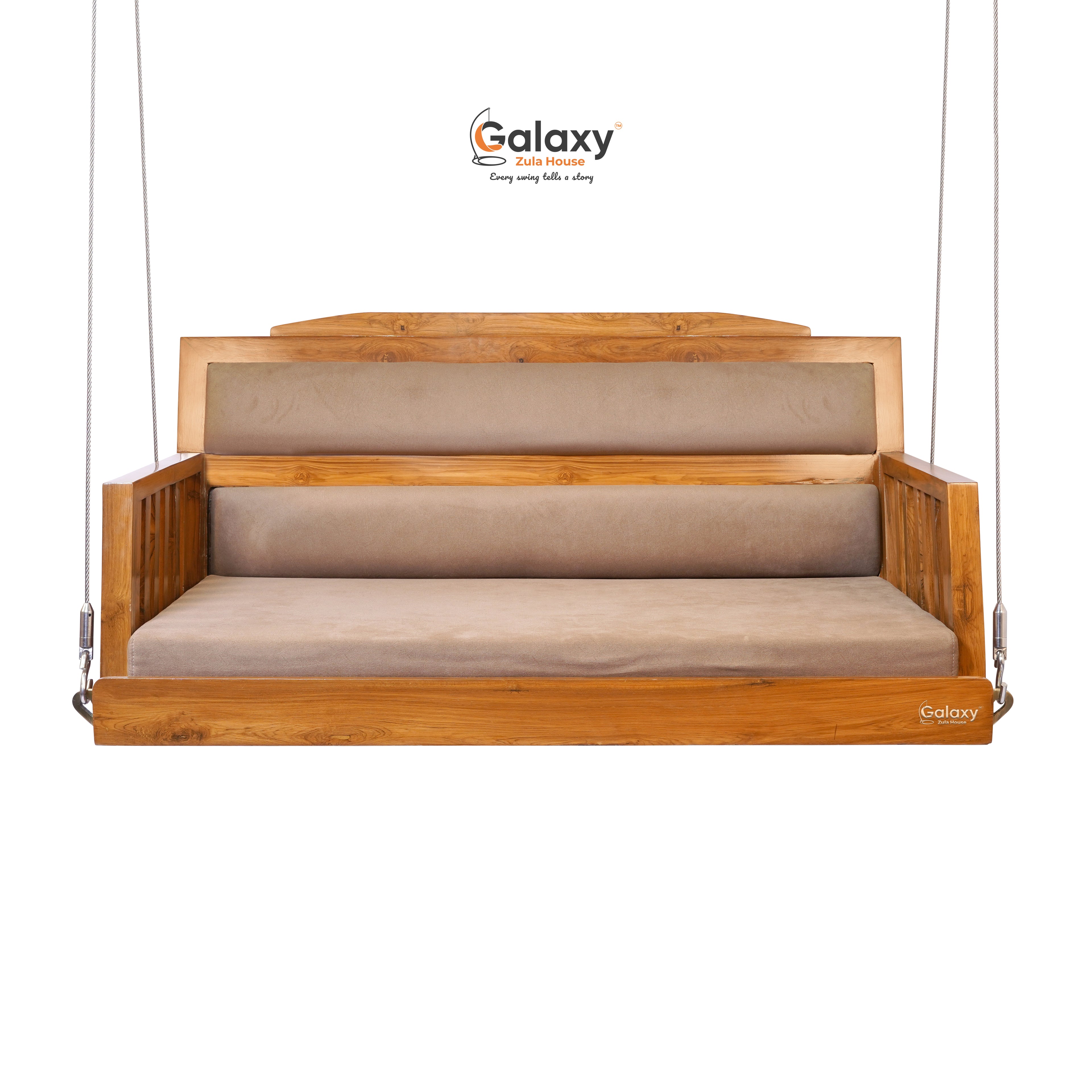 Wooden Two Patti Cushion Swing