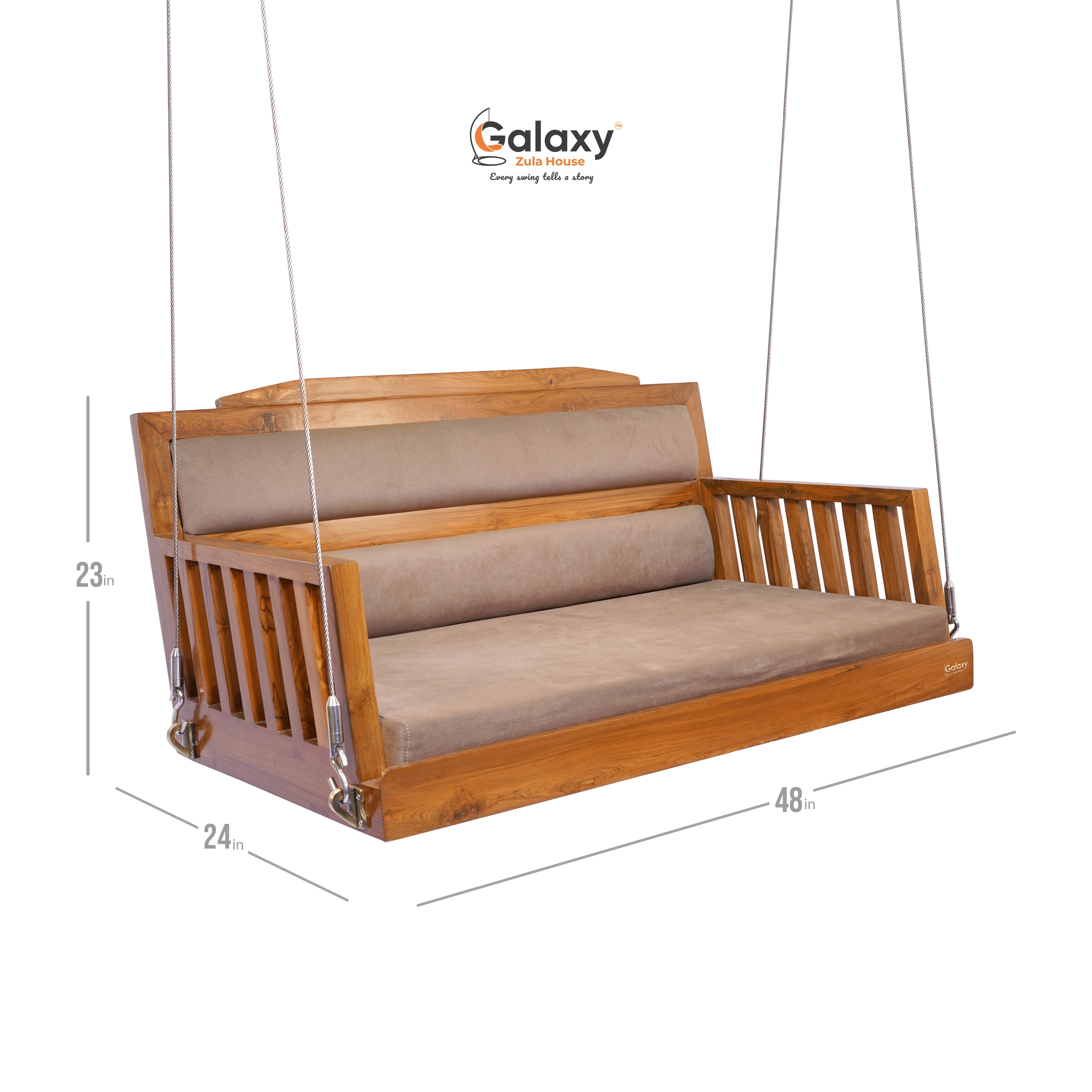 Wooden Two Patti Cushion Swing