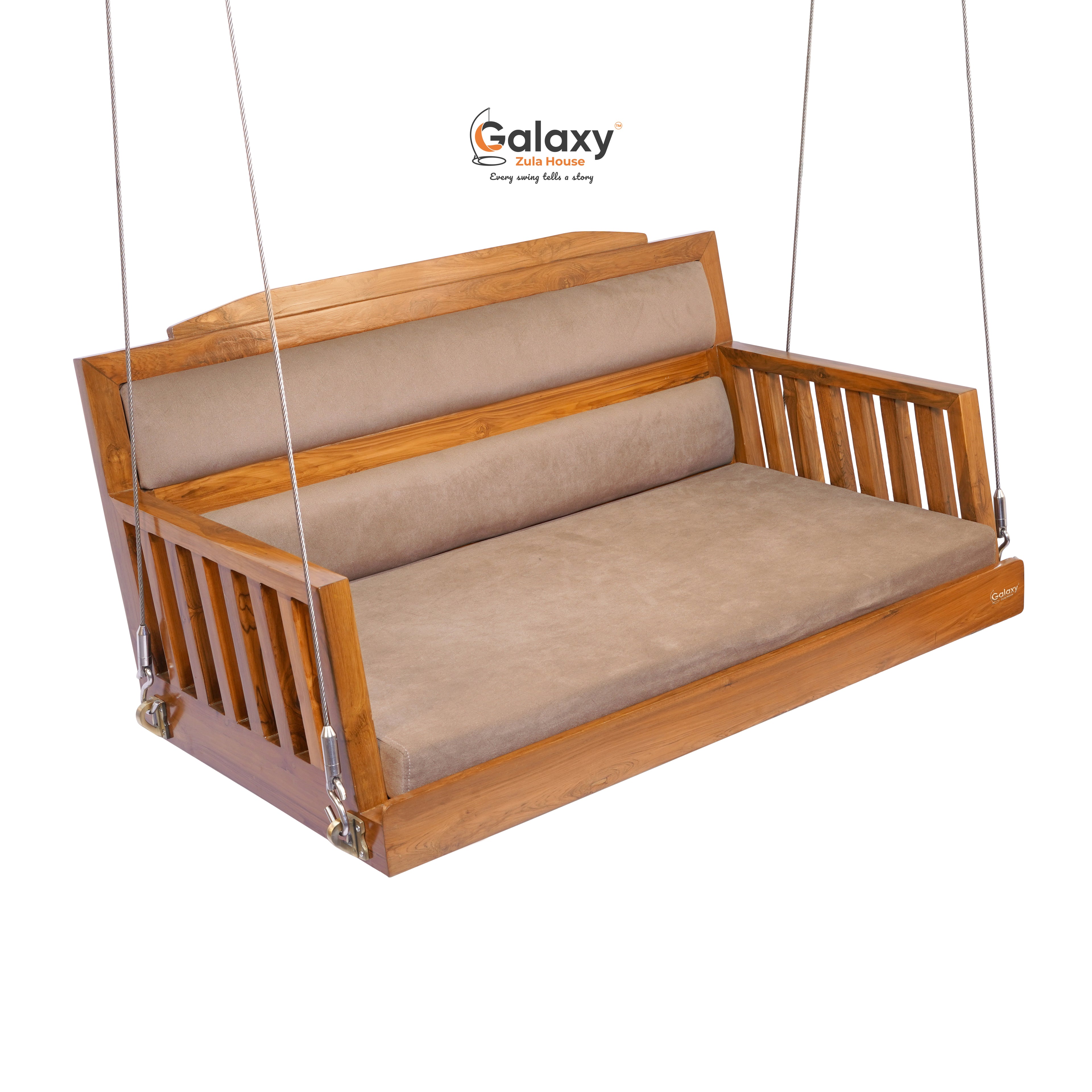 Wooden Two Patti Cushion Swing