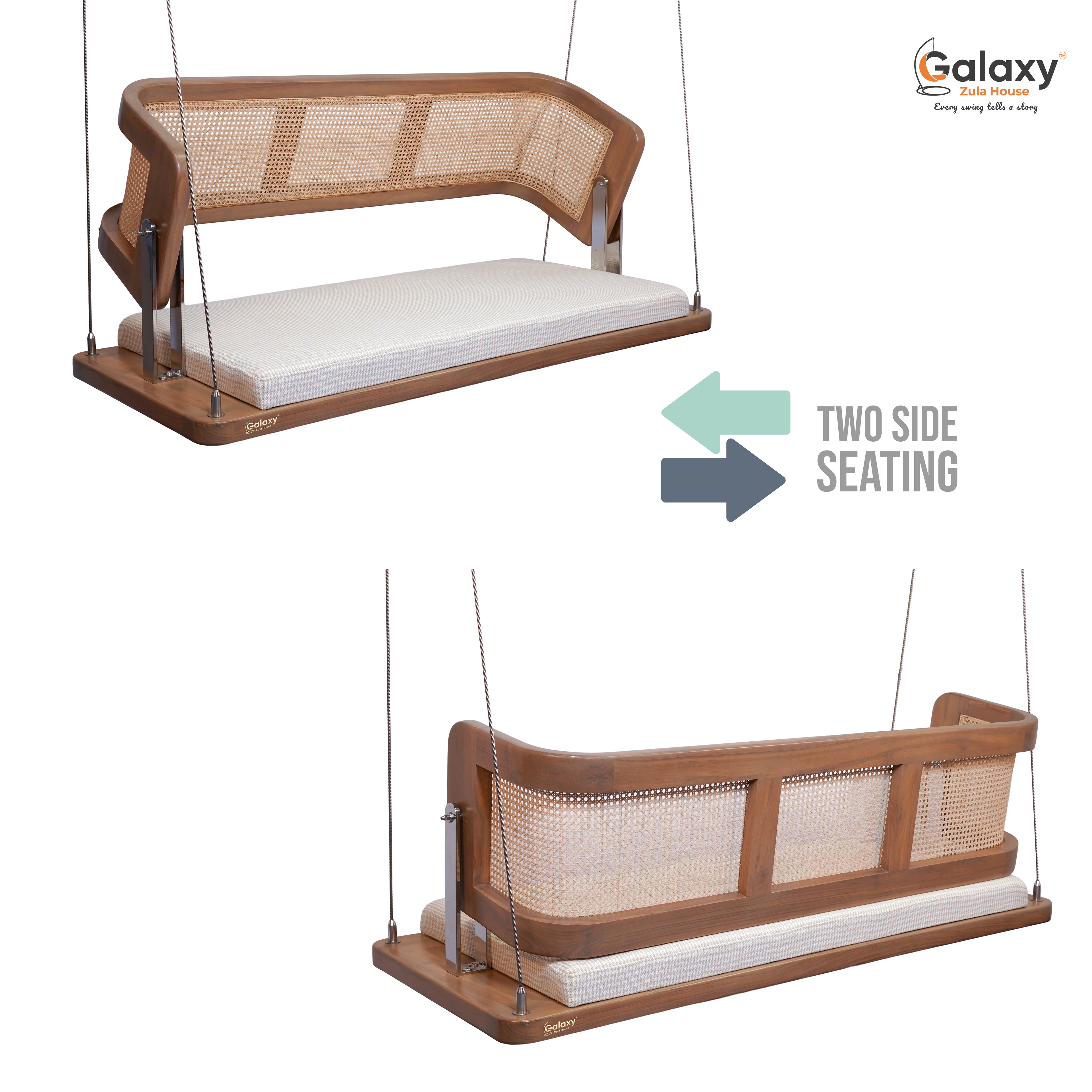 Wooden Cane Reversible Swing