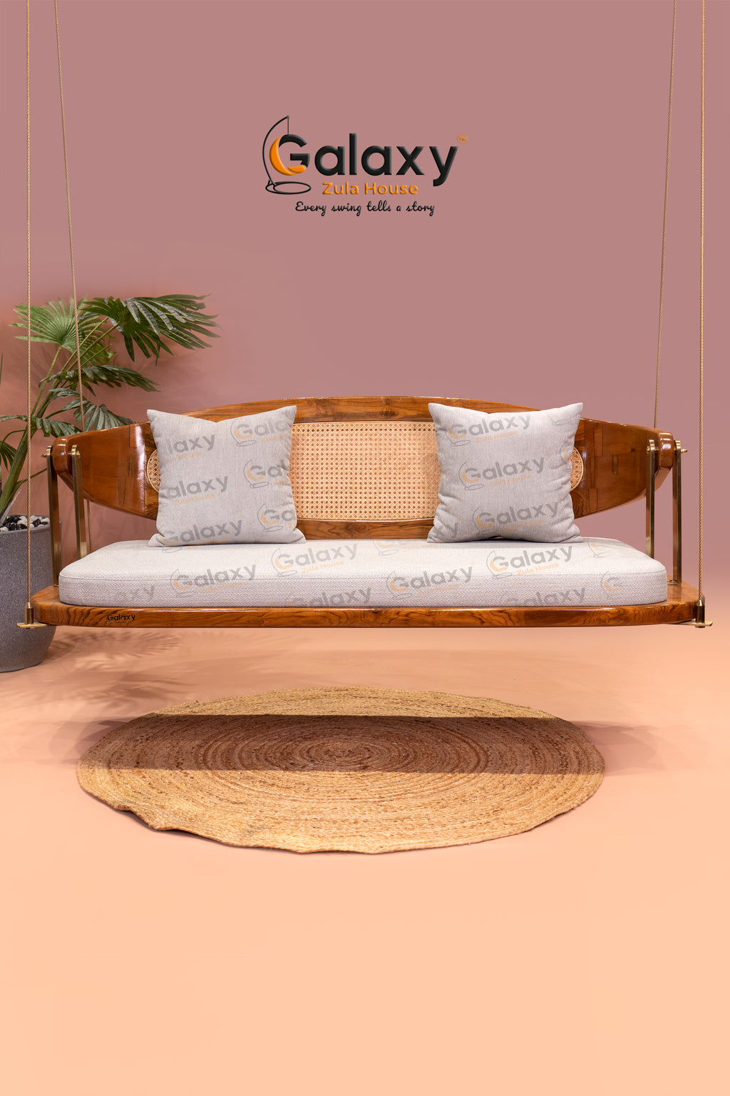 wooden can revarsable pvd finish owal pattern swing