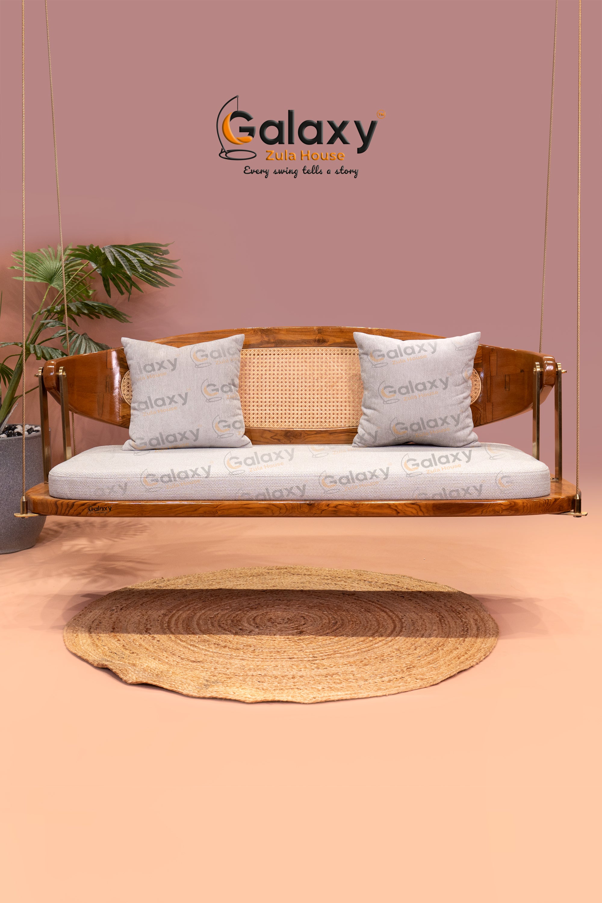 wooden can revarsable pvd finish owal pattern swing