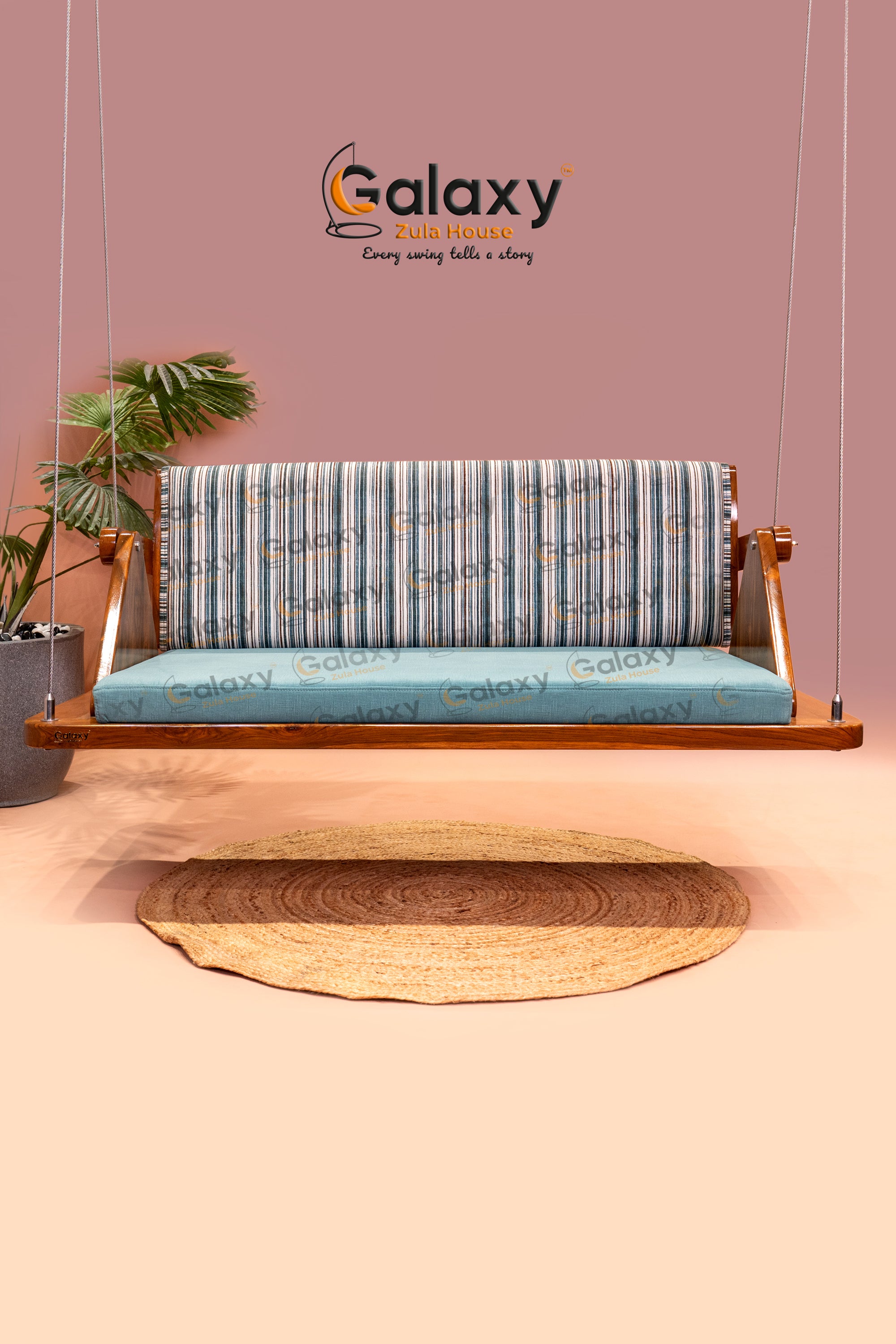 wooden triangle machhli pattern swing