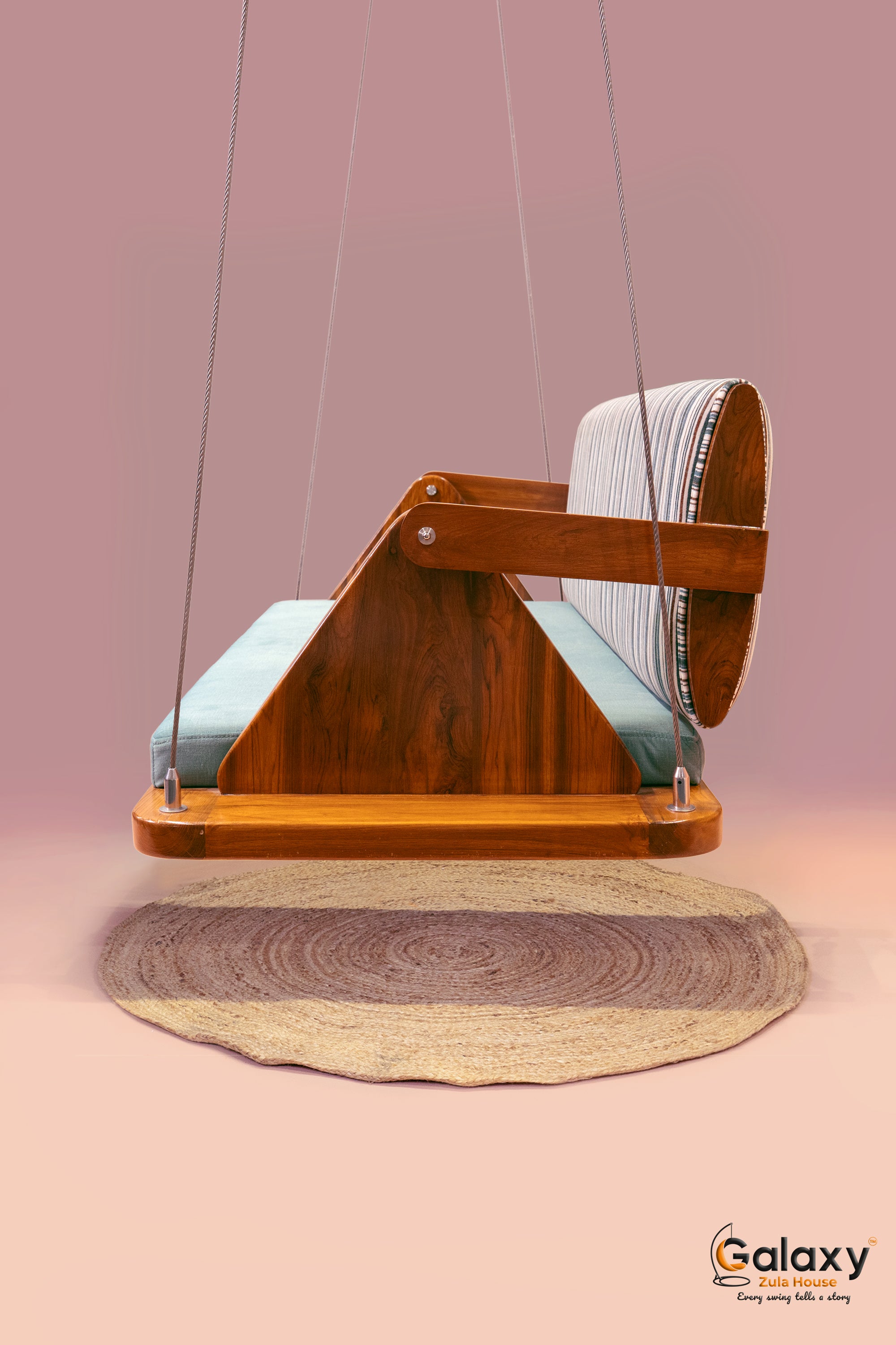 wooden triangle machhli pattern swing