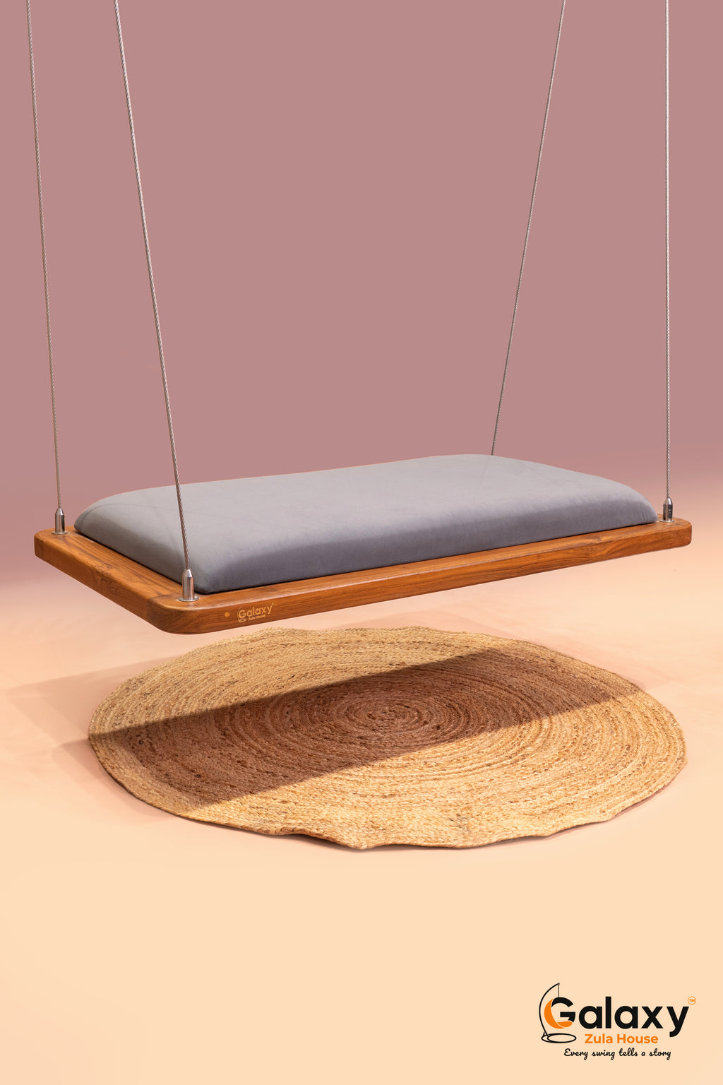 wooden khat with gadi swing