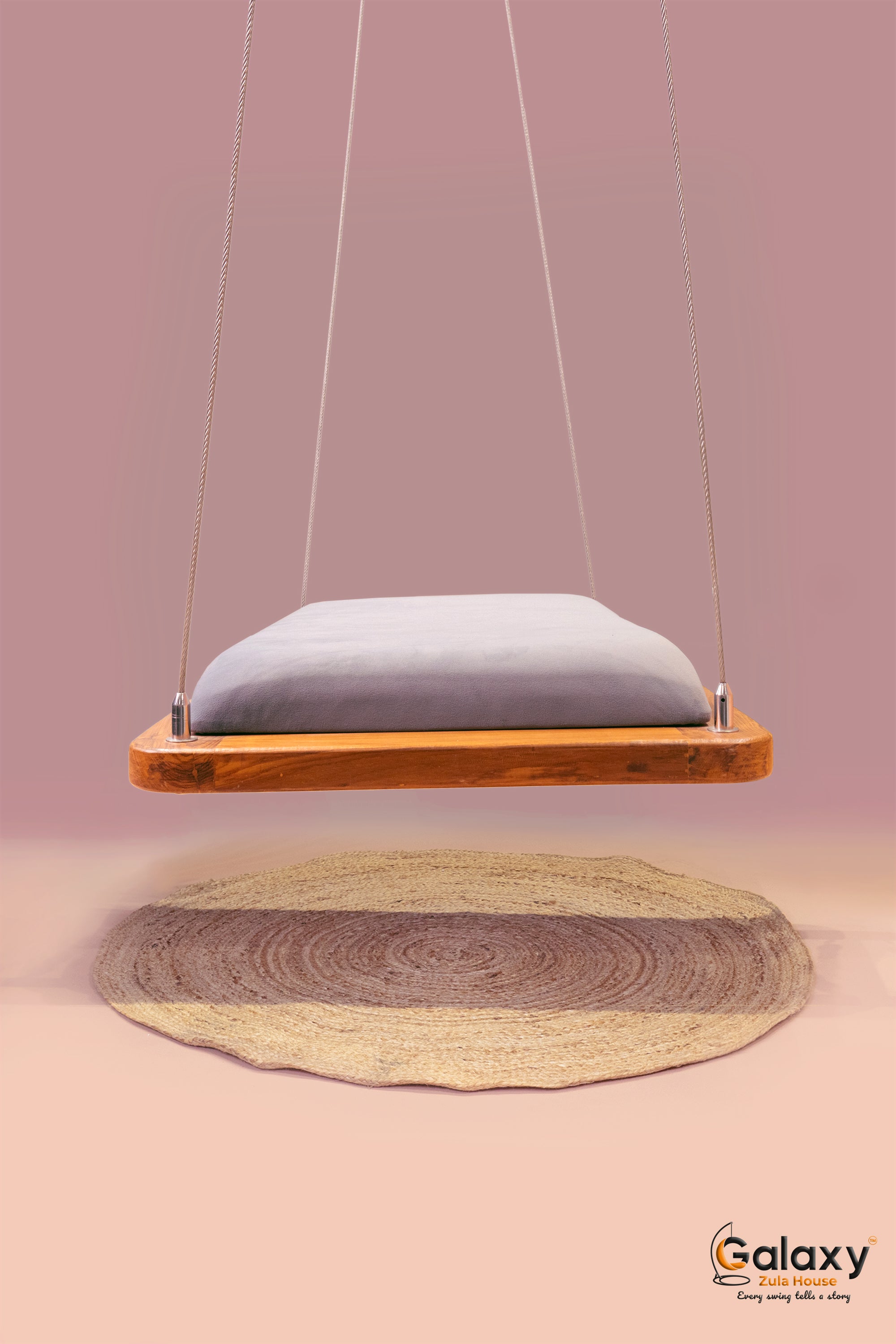 wooden khat with gadi swing