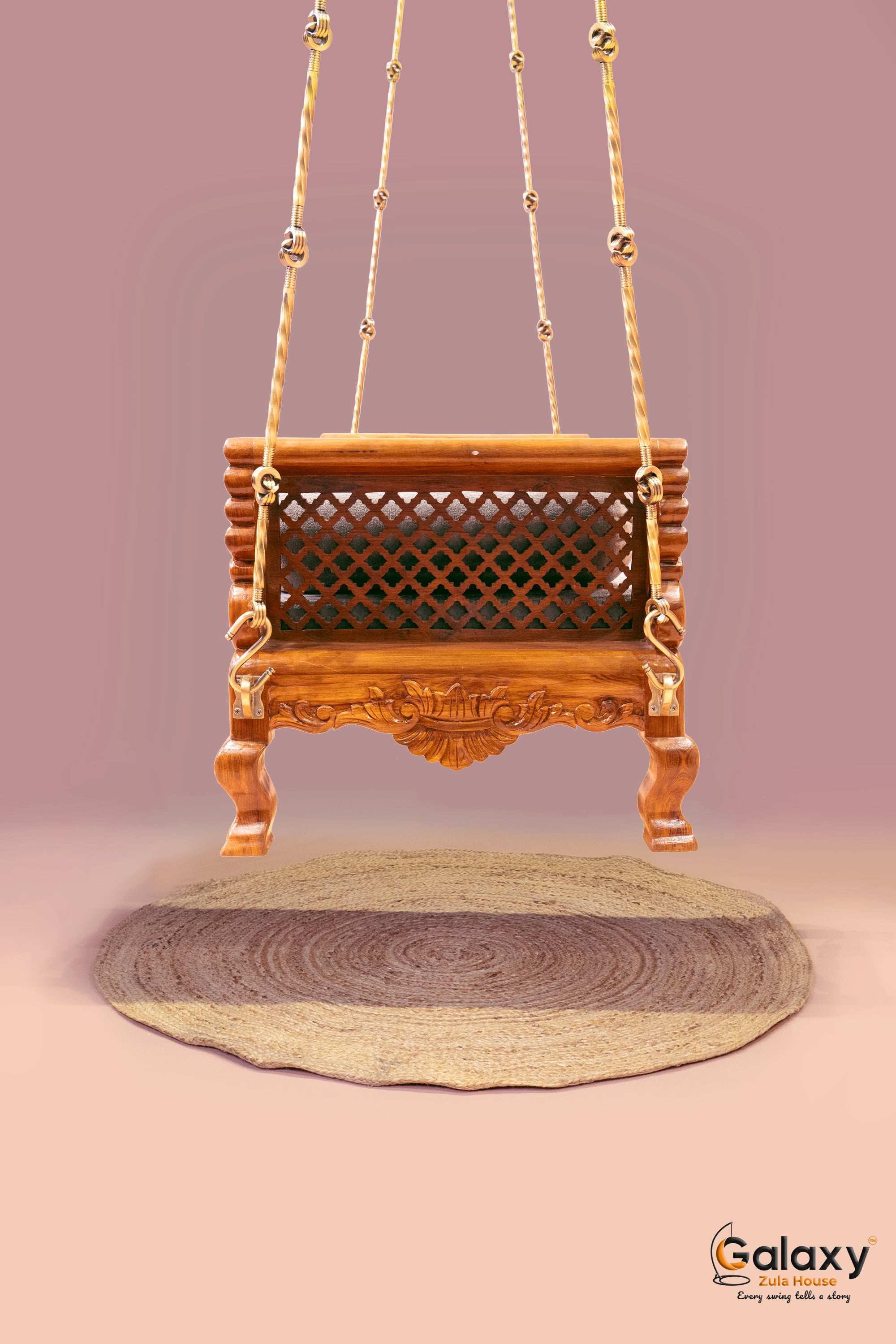 wooden carving peacock khat swing