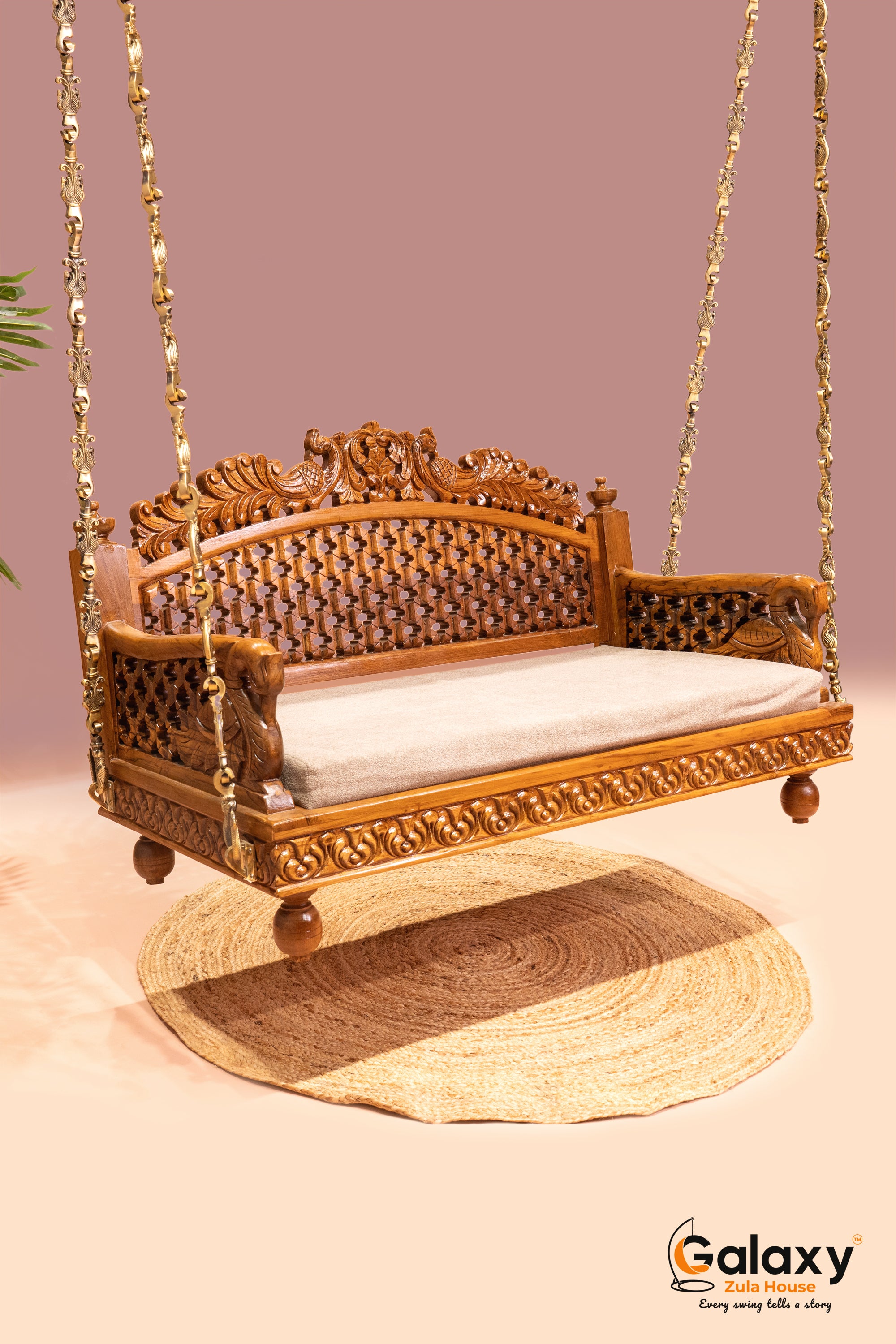 woooden rajwadi peacock swing