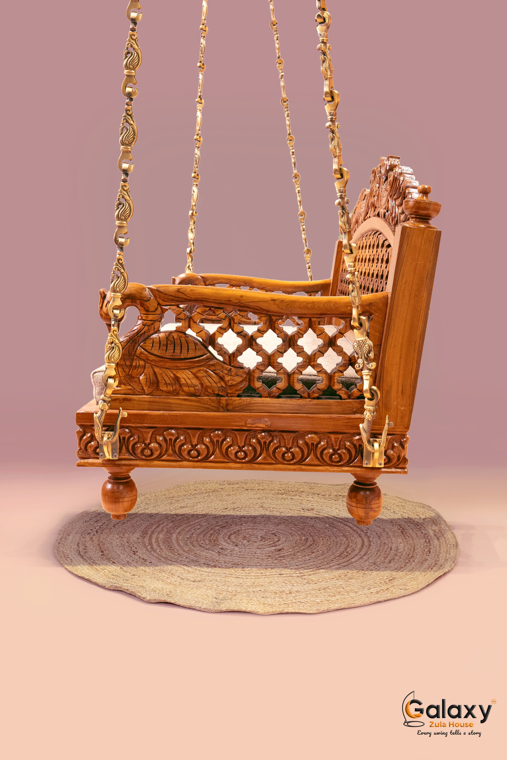 woooden rajwadi peacock swing