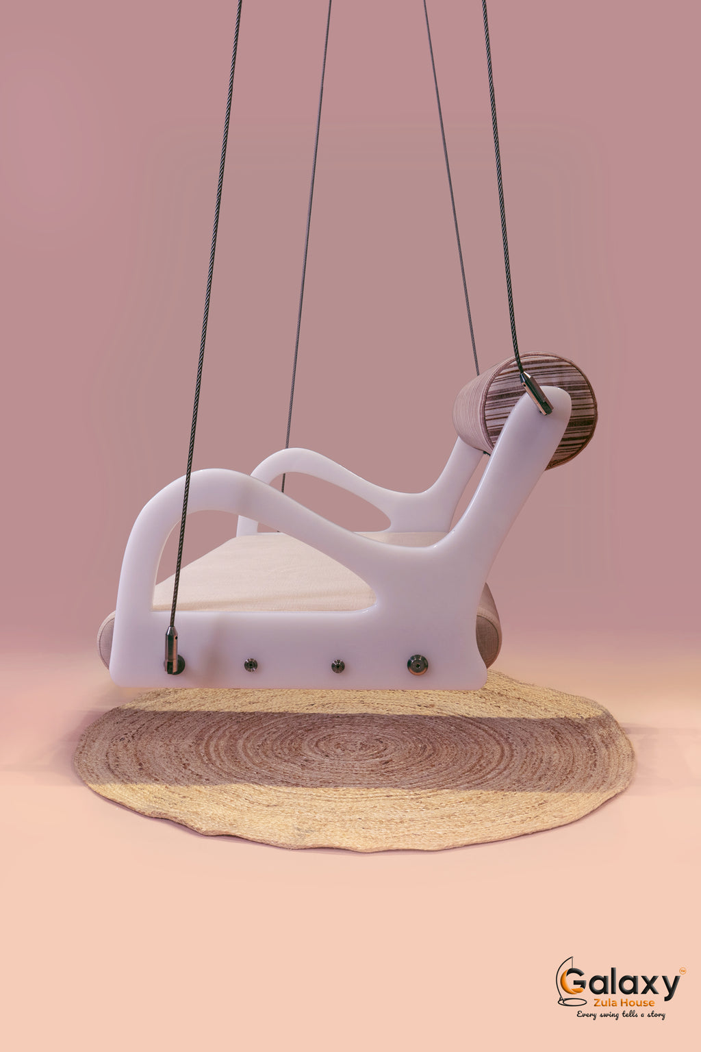 Milky White Acrylic Hans Pattern Single Roller Swing