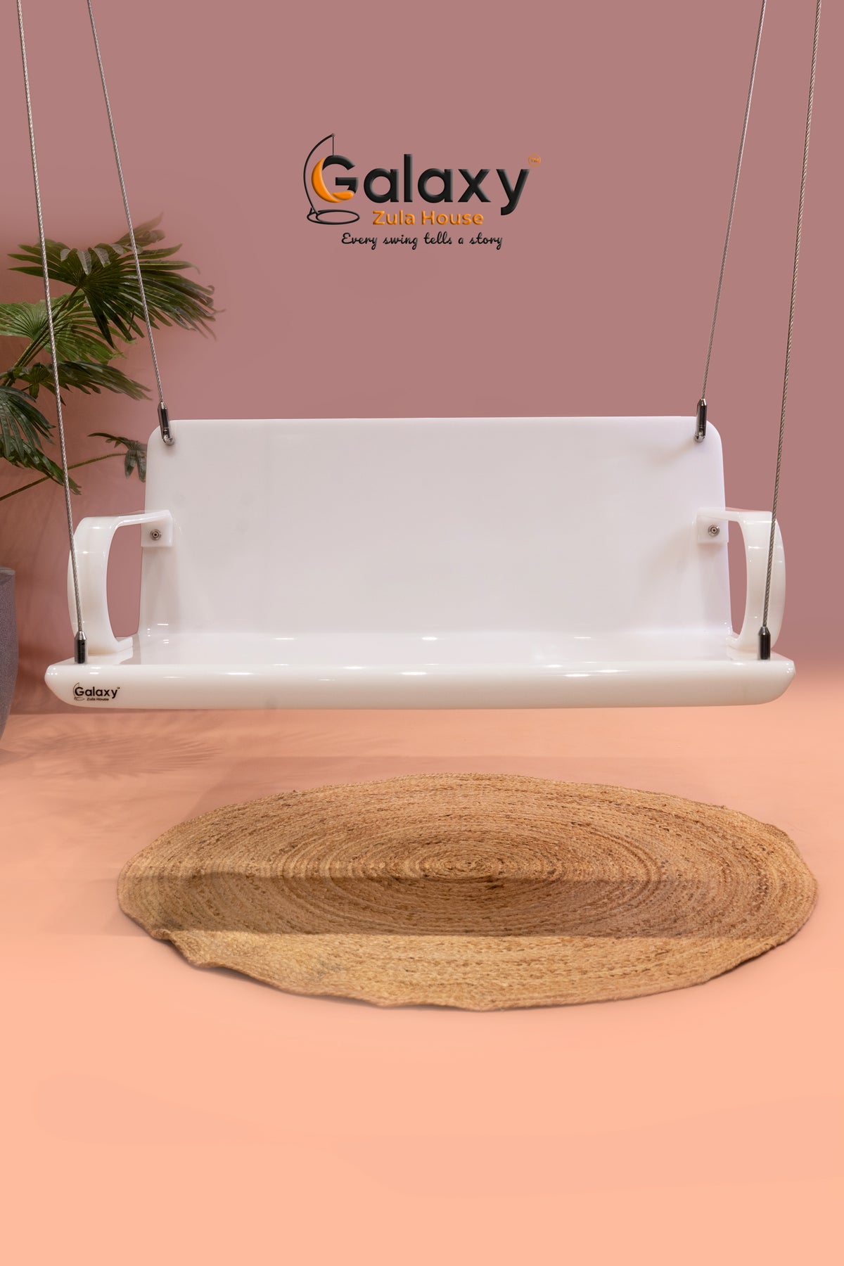 Acrylic swing for home in milky white fixed pattern design