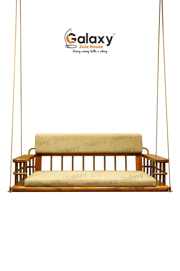 Customized jhula for home with wooden base and PVD gold finish