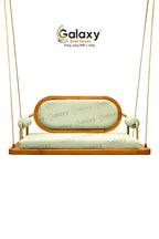 Wooden jhula for home with PVD gold capsule pattern