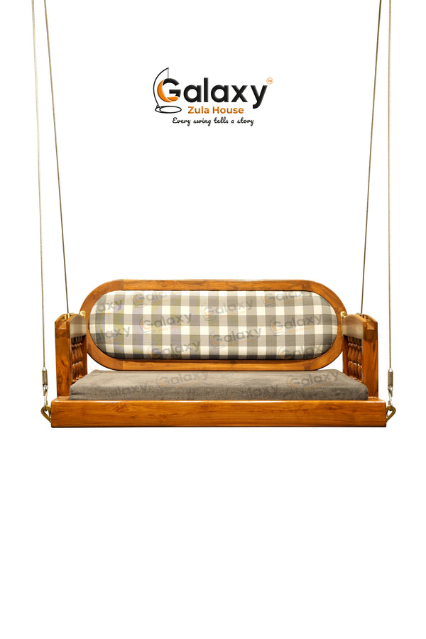 Wooden jhula for home with oval back reversible kajukatri design